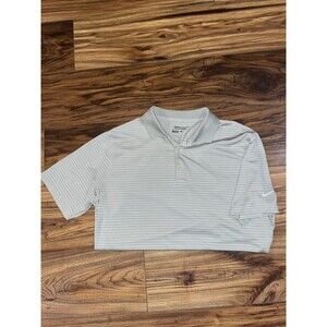 mens Nike Golf Tour Performance DriFit Size Large Polo Shirt Gray&White Stripes